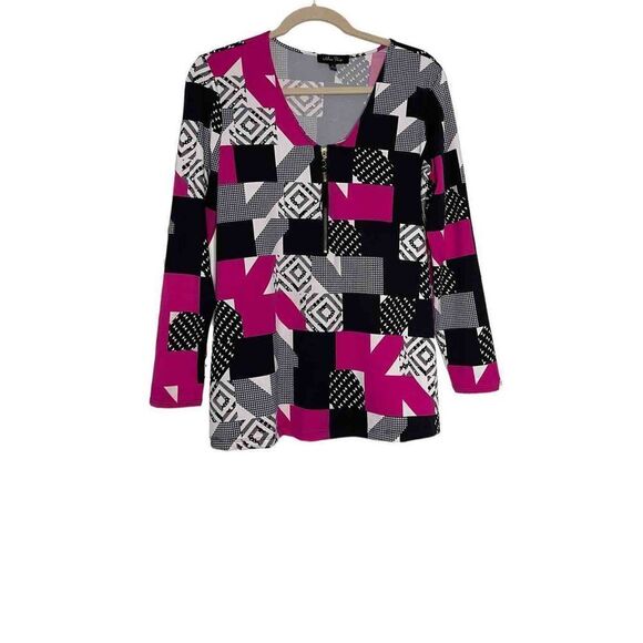 MELISSA‎ PAIGE|ZIP TASSEL TIE DETAIL WOMEN’S BLOUSE TOP MULTICOLOR SIZE S - Picture 1 of 7